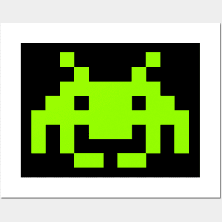 Vintage Game Alien, neon green Posters and Art